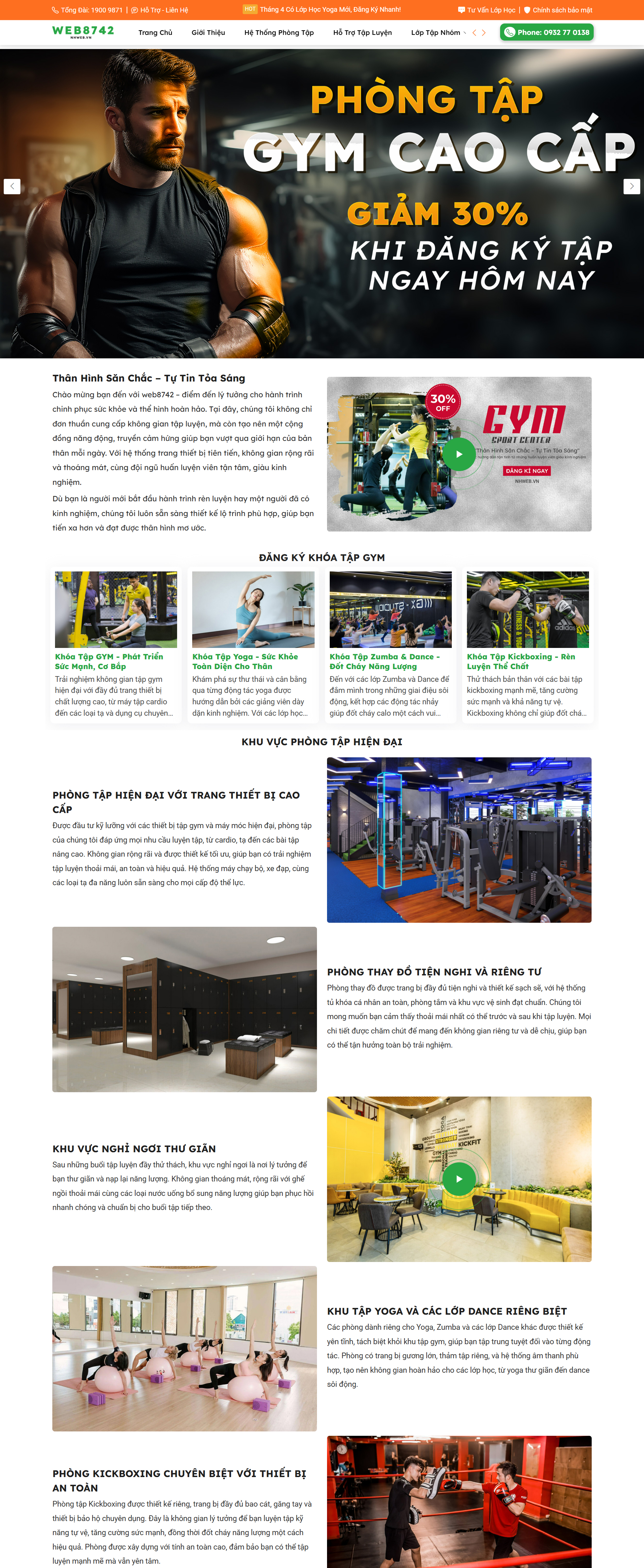 Mẫu website Phòng Gym đẳng cấp, thu hút Hội Viên, nâng tầm sức khỏe
